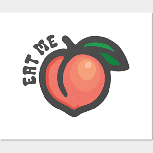 Eat Me Peach Emoji Posters and Art